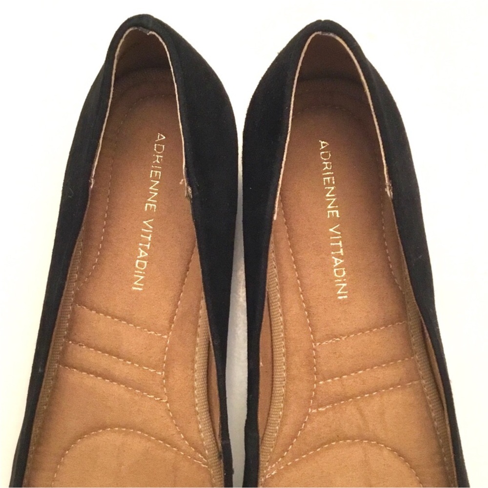🆕 Adrienne Vittadini Black Flats Size 10 Suede Chain Accent Slip on Shoes NIB - Picture 5 of 16
